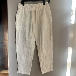Madewell White Cotton Gauze Drawstring Pants Relaxed Coastal Resortwear Boho